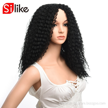 Kinky Curly Synthetic Lace Front Wigs For Black Women Afro Kinky Curly Wig 18"Inch 4"Colors Available Medium Black